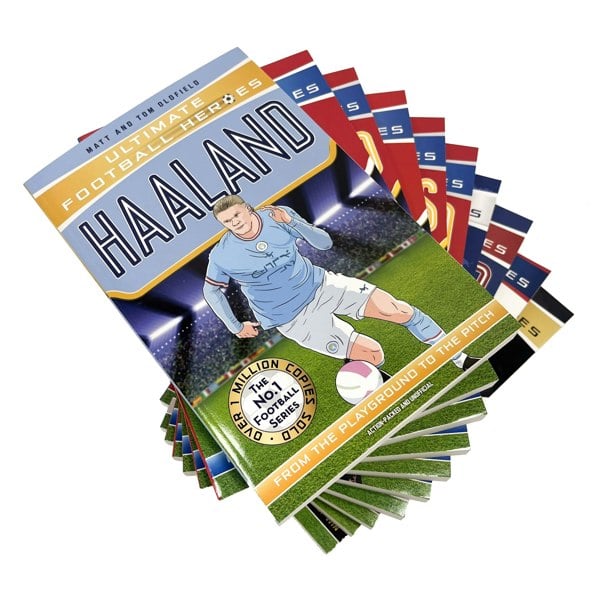 Ultimate Football Heroes 10 Book Set Rashford, Ronaldo, Messi, Haaland, Kane, Son, Fernandes & More