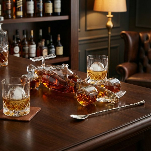 Racing Car Whisky Decanter | 400ml Capacity | Inspired by 70s & 80s Racing Cars | Includes Glass Ball Stopper & Funnel