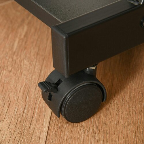 Wyld Haus Kamo Wooden Black Mobile Desk With Castor Wheels And Sliding Keyboard Tray
