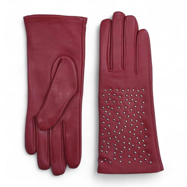 Infinity Leather Womens Italian Leather Winter Studded Design Soft Wool Lining Gloves - L-GLV-601