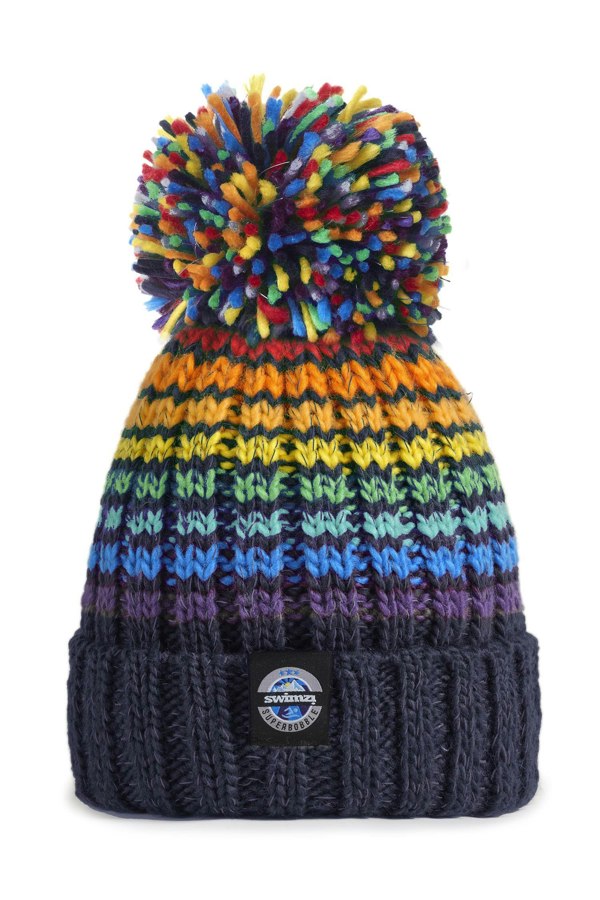 SuperBobble Swimzi Beanie Hat - Rainbow Pride Midnight Blue