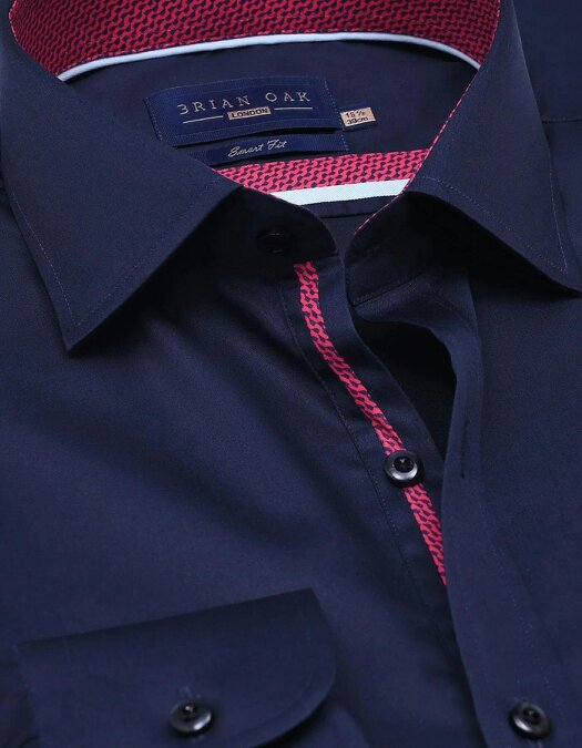 Men's Navy Designer Satin Dress Shirt