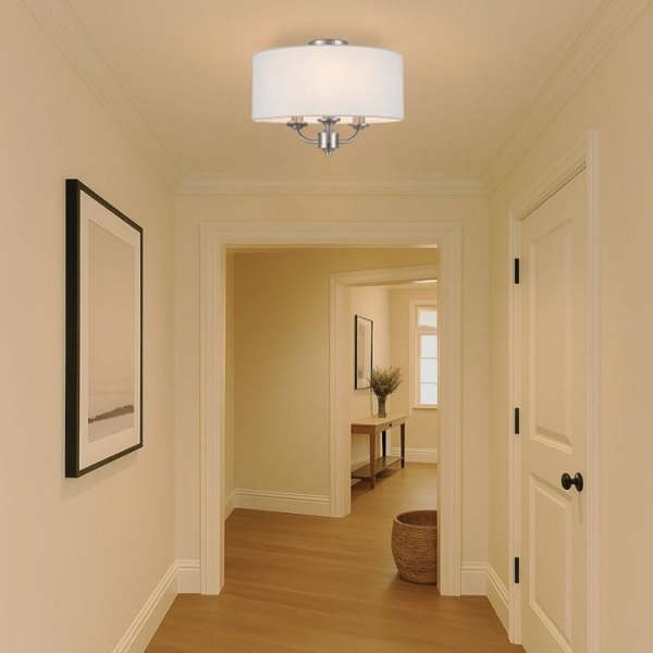 COSYLYTE Winston 3 Light Faux Linen Shade Ceiling Light