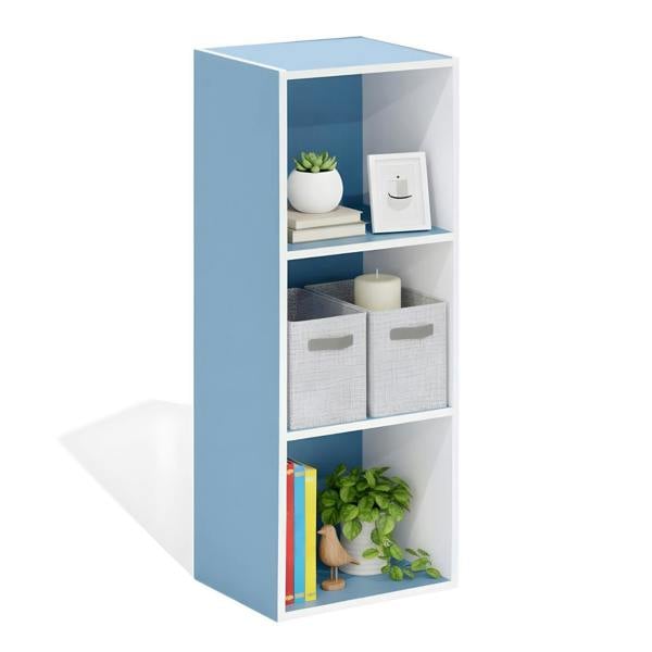 WALPLUS 3-Tier Open Shelf Bookcase, White/Light Blue 11003WH/LBL | Stylish Wall Art for Modern Homes