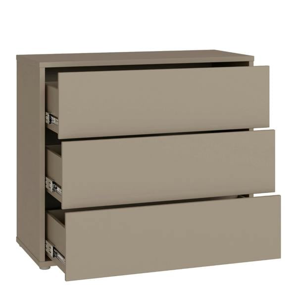 Alice Springs 3 Drawer Chest With Push-to-Open Drawers in Taupe