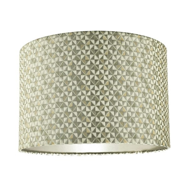 Modern Silver and Gold Cotton Lamp Shade with Squares and Diamonds Image 1
