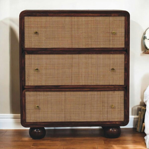 Artisan Furniture Solid Wood Chestnut Woven Chest, 3 Drawers, Brown