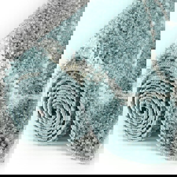 Diamond Design Thick Shaggy Area Rugs Duck Egg Blue