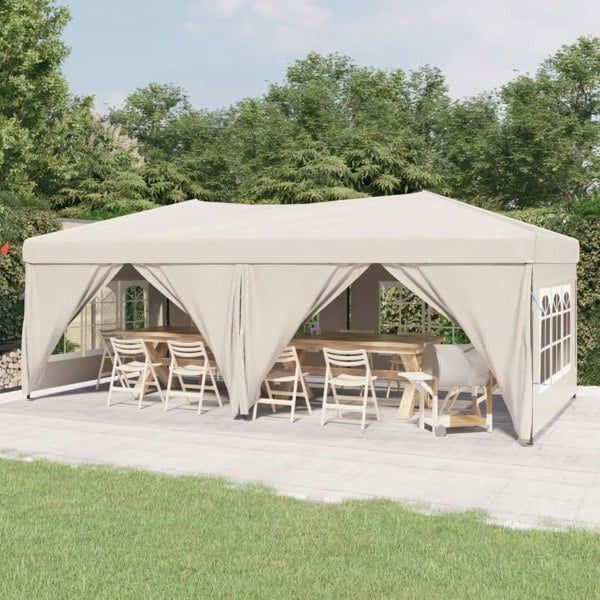 Berkfield Folding Party Tent with Sidewalls Cream 3x6 m