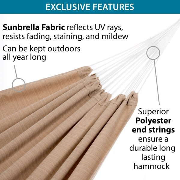 Vivere Brazilian Sunbrella Double Hammock - Sand