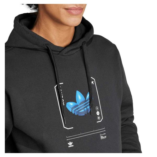 Adidas Mens Cotton Blend Pullover Hoodie - Black - 