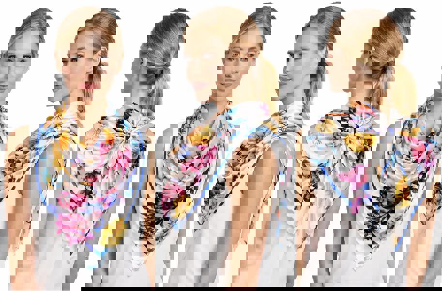 Anyyou Fashion Premium Satin Square Scarf – Elegant White 570 Silk-Feel Neckwrap for Women