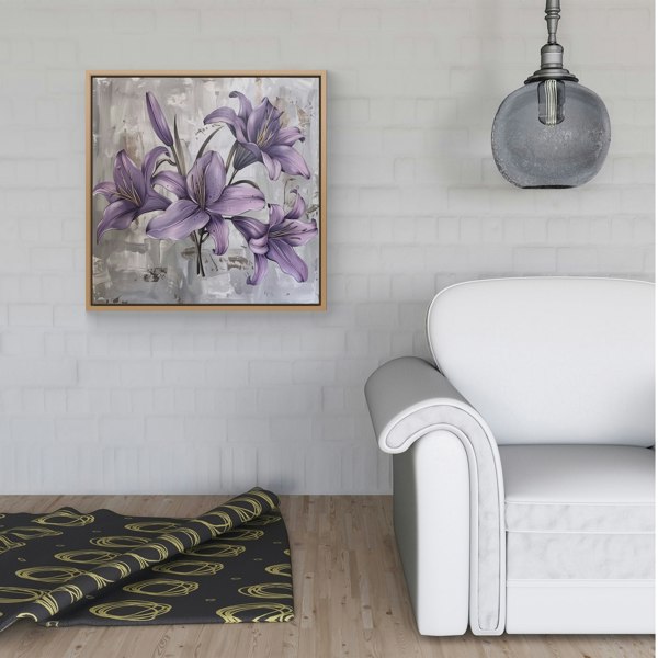 Warren Reed Purple Lilies In Bloom Framed Canvas