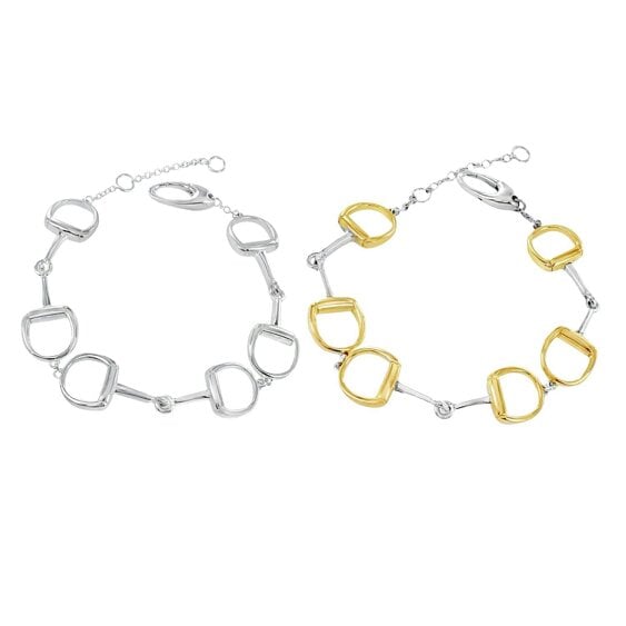 Reeves & Reeves Chunky Sterling Silver and Gold Plated Snaffle Bracelet