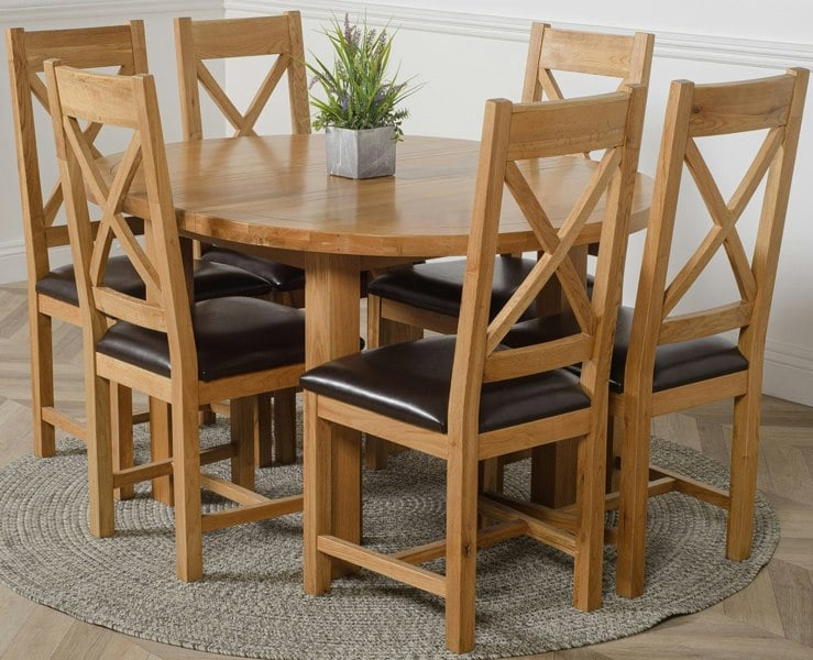 That's Furniture Edmonton Round Extendable Oak Dining Set with Berkeley Oak Chairs