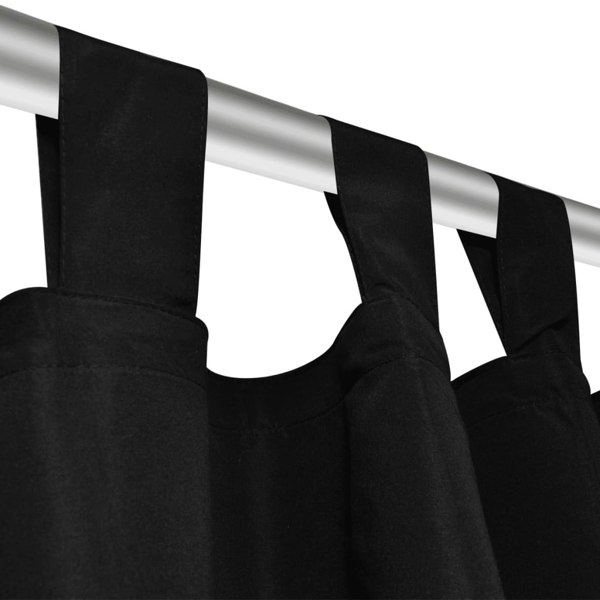 Berkfield 2 pcs Black Micro-Satin Curtains with Loops 140 x 245 cm