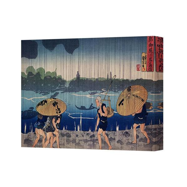 Benjamin Tate Design Japanese Ukiyoe River Scene Canvas Wall Art With Parasols