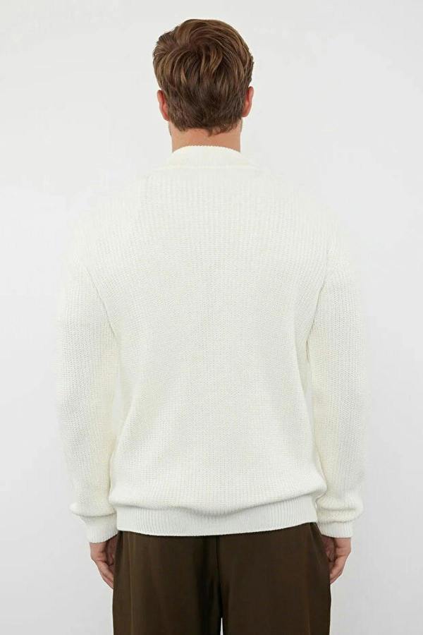WOVCOR Regular Fit Half Turtleneck Zippered Men's Sweater