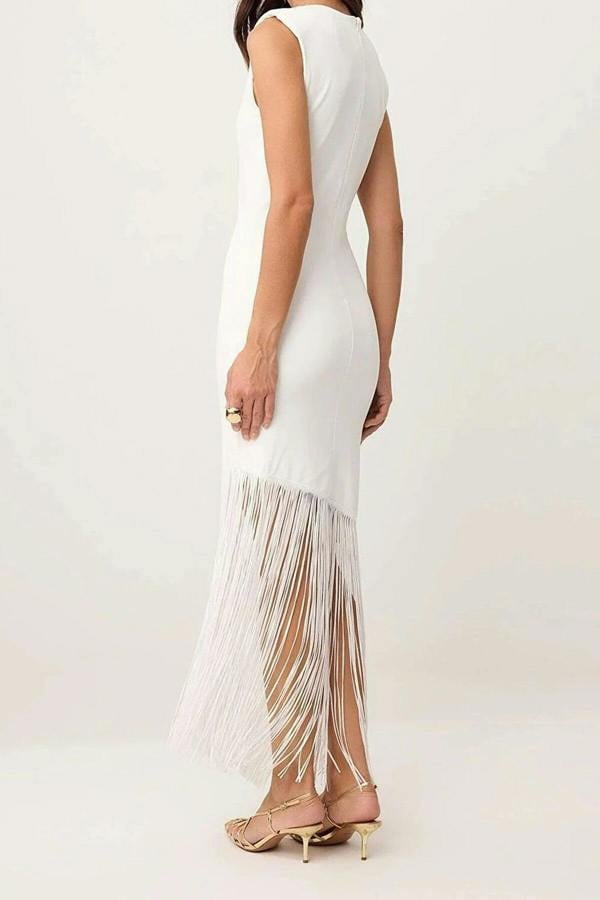 WOVCOR Tassel Detail Knitted Evening Dress