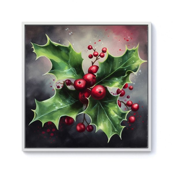 Warren Reed Splash Art Holly Framed Canvas