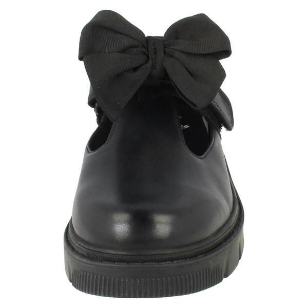 Clarks Girls Clarks Leather T-Bar School Shoes with Detachable Bow Lorcam Hope K