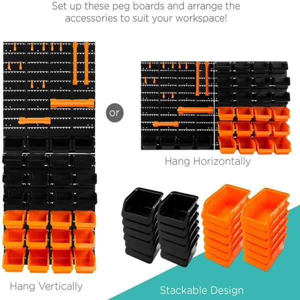 Gr8 Home 44 Pcs Pegboard Shelf Tool Organiser Garage Shed Wall Mount Shelves Storage Rack