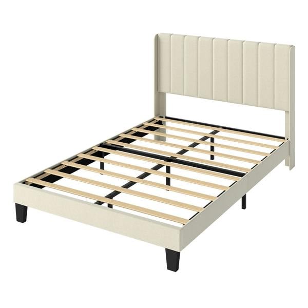 Levede Bed Frame Double King Metal Wood Winger Panel Soft Upholstered Headboard