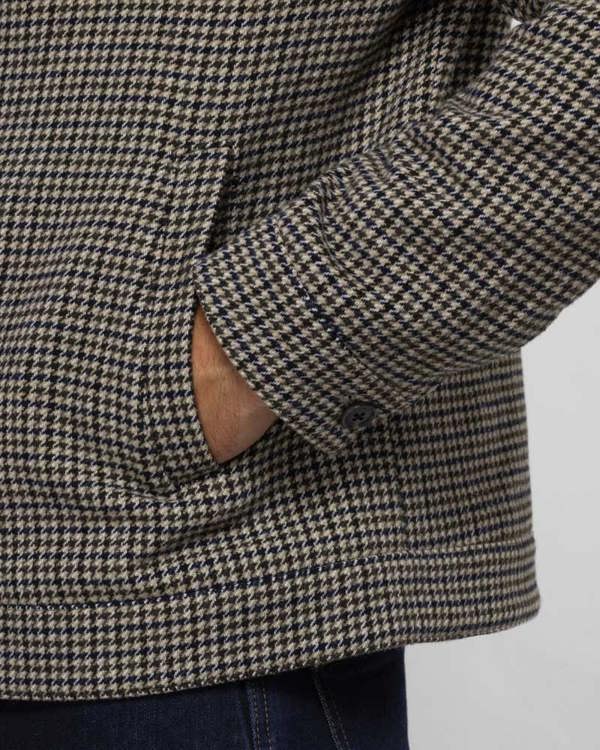 Steel & Jelly Hawkridge - Houndstooth Wool Blend Harrington Jacket