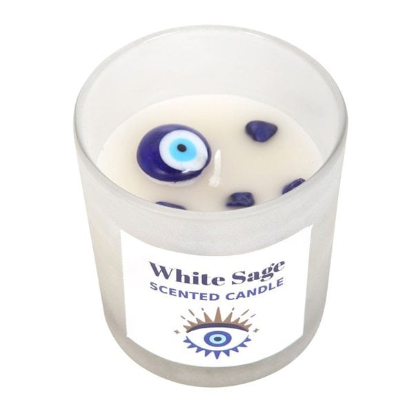 Serano All Seeing Eye White Sage Crystal Chip Protection Candle