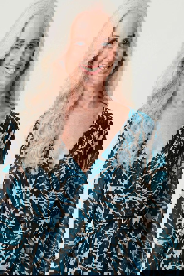 Green | Floral Semi Sheer V-Neck Midi Dress