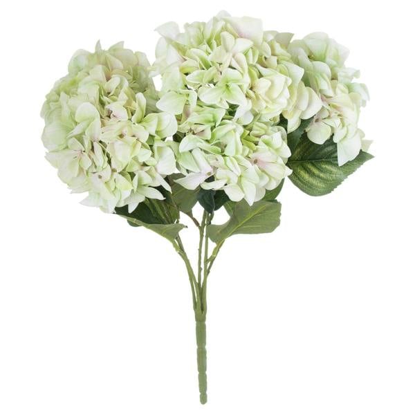 Wyld Haus Set of 3 Artificial Flowers Shabby Green Hydrangea Bouquet