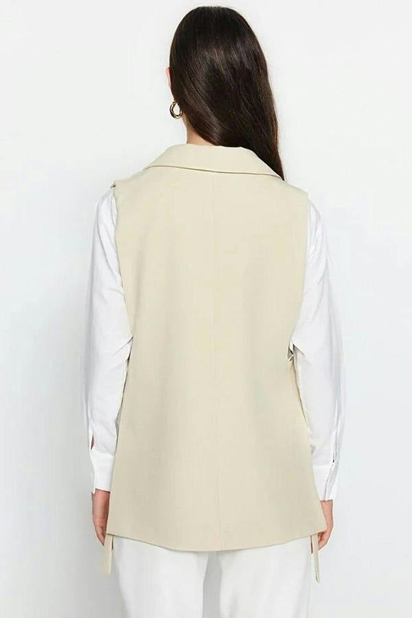 WOVCOR Oversize Lined Woven Vest with Side Tie Detail
