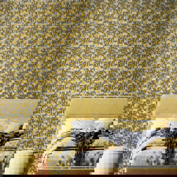 Hoopla Walls Chunky Flower - Mustard 10m Wallpaper