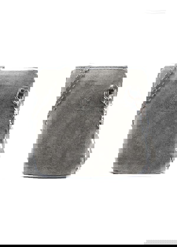 Kitise Small Genuine Italian Suede Leather Zip Around Crossbody Bag