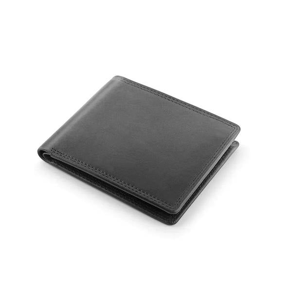Black Leather bifold wallet folded closed – top view