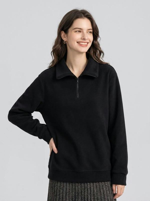 Anniou Women's Fleece Pullover Sweatshirt - Black