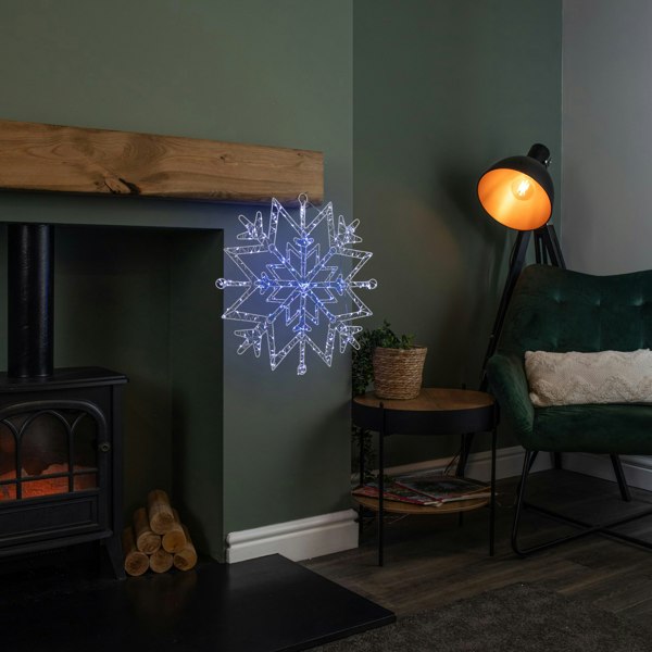 Samuel Alexander 52cm Light up Christmas Snowflake Dewdrop Silhouette with Twinkling LEDs
