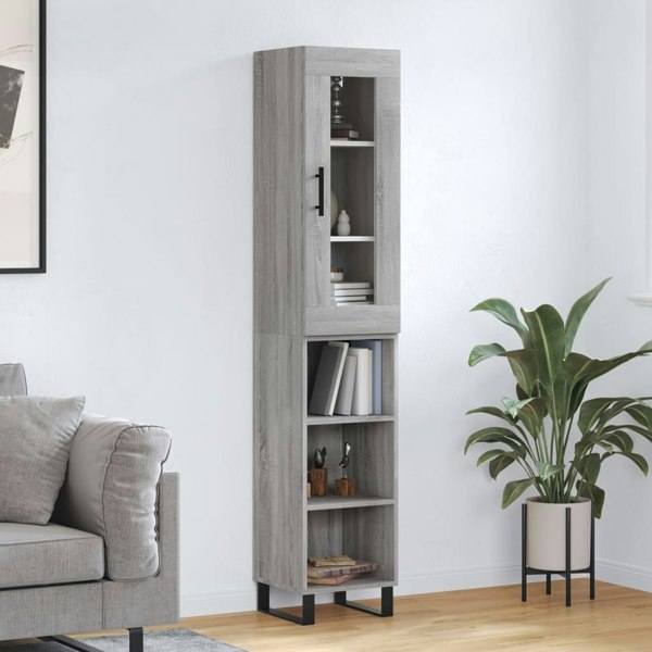 Berkfield Highboard Grey Sonoma 34.5x34x180 cm Engineered Wood