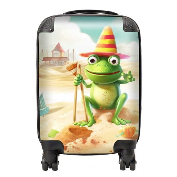 Warren Reed Happy Frog On A Beach Holiday Suitcase