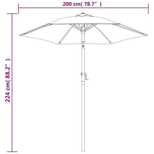 Berkfield Parasol Burgundy 200x224 cm Aluminium