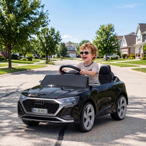 AIYAPLAY Audi Q8 etron Sportback Licensed 12V Kids Electric Car with Remote - Black