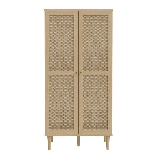 Wyld Haus Mallowmoss Rattan and Wood 2 Door Display Cabinet