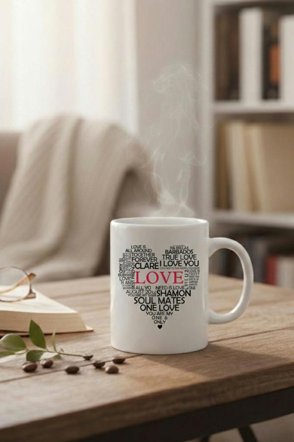 Dyzi Love Typography Heart Printed Ceramic Mug Valentine’s Day Gift