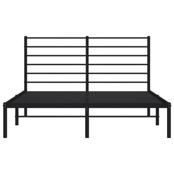 Berkfield Metal Bed Frame with Headboard Black 160x200 cm