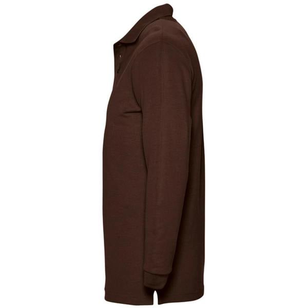 SOLS Mens Winter II Long Sleeve Pique Cotton Polo Shirt - Chocolate