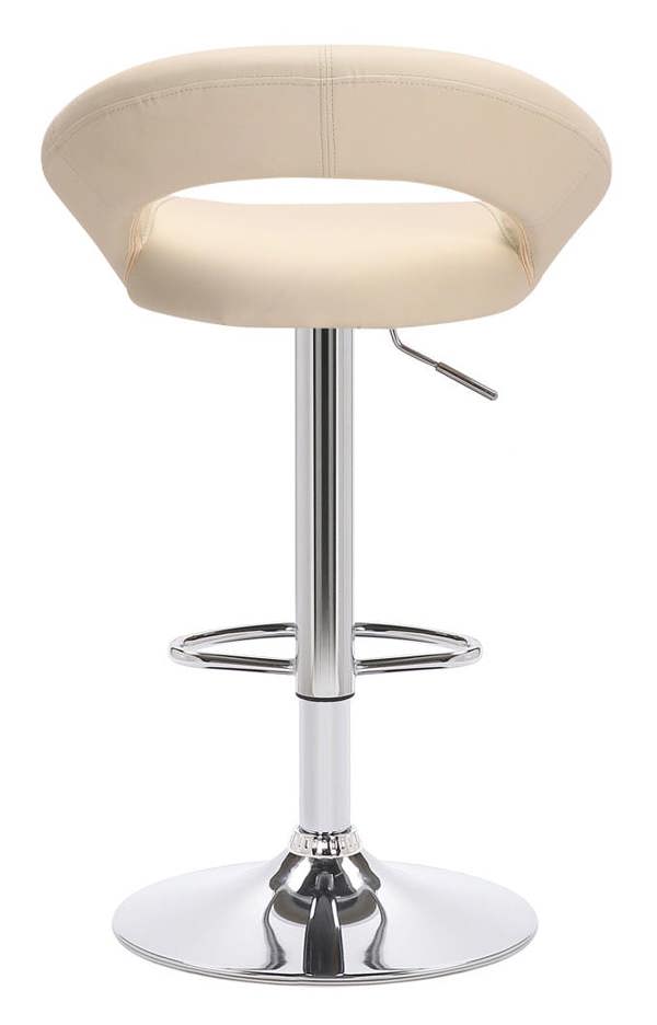 Lamboro Sorrento Kitchen Bar Stool, Chrome Footrest, Height Adjustable Swivel Gas Lift, Home Bar & Breakfast Faux-Leather Barstool, Cream