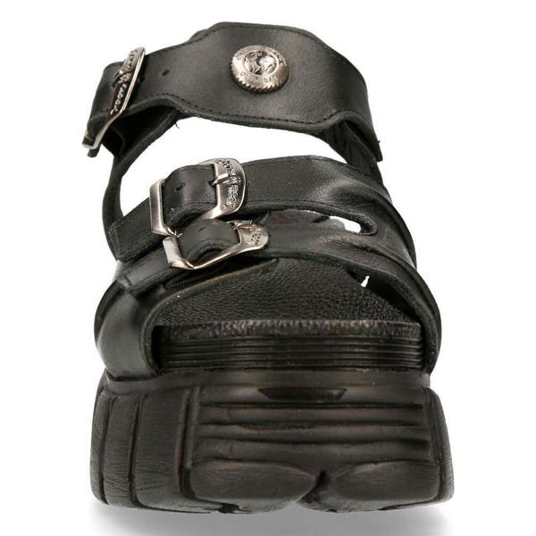 New Rock Unisex Metallic Black Punk Sandal Boots- M-BIOS101-C2