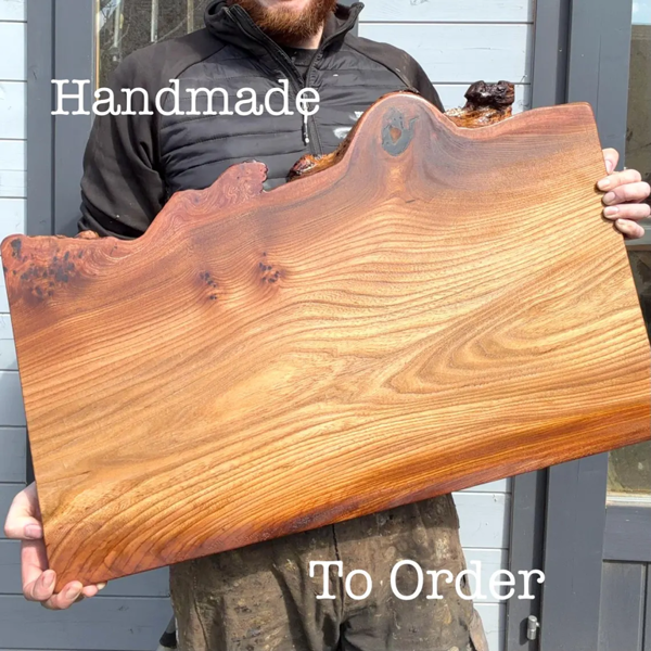 Giraffes & Craftz XL Live Edge Scottish Elm Chopping Board - James Martin Style Chopping Block
