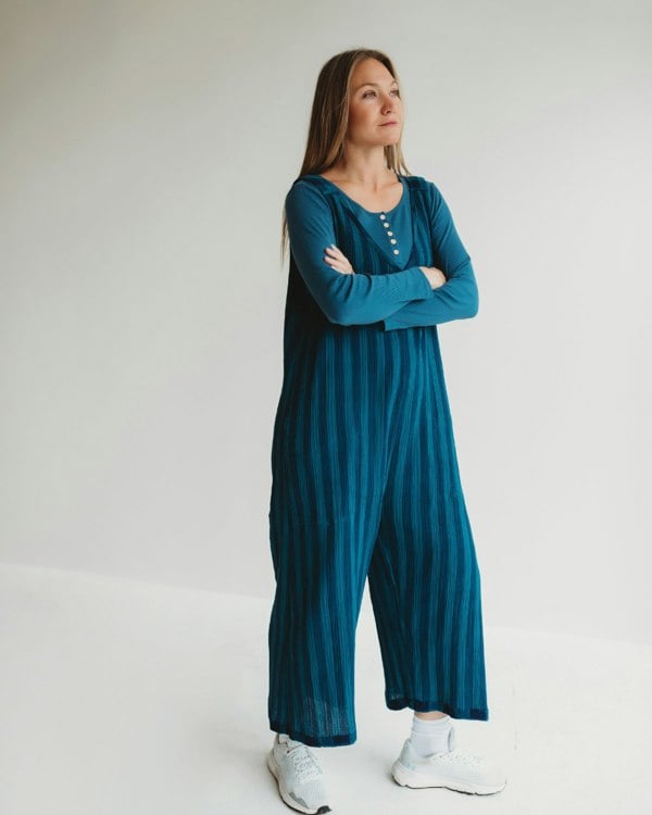 Grace Navy Check Print Reversible Wide Leg Jumpsuit- image 8