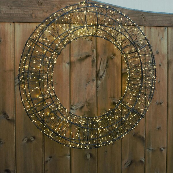Scotts of Stow Xmas Haus Pre Lit Micro LED Wreath with 10 Twinkling LEDs 5m Lead
